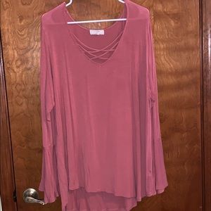 coral top with flowy sleeves size: 3X